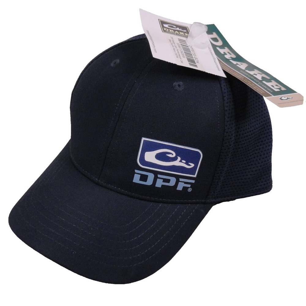 Drake Performance Fishing Hat Cap Snapback Navy Blue DPF Badge Logo Ripstop NWT